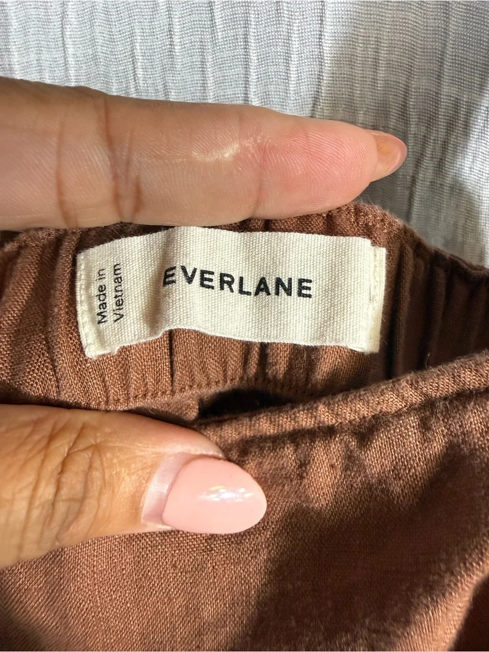 Everlane The Linen Side-Button Jumpsuit Brown Size 4 Wide leg Quiet luxury Chic